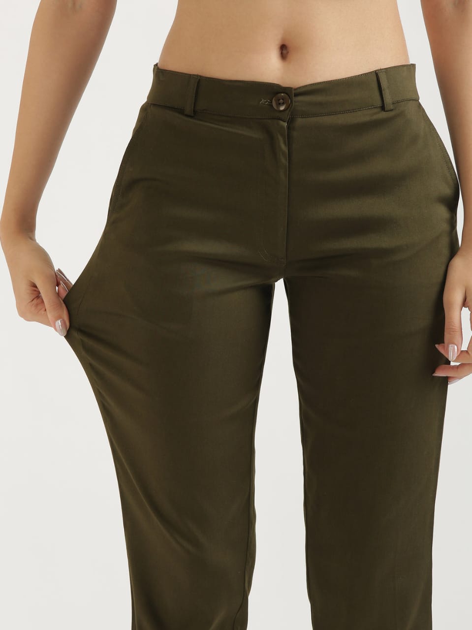 SKYREX WOMEN BOTTEL GREEN COTTON  PANT